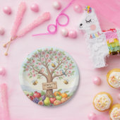 Frohes Tu B'Shevat – Farbige Blüten & Früchte Pappteller (Party)
