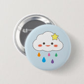 Frohes Tuch- und Regenbogentropfen Button (Vorne & Hinten)