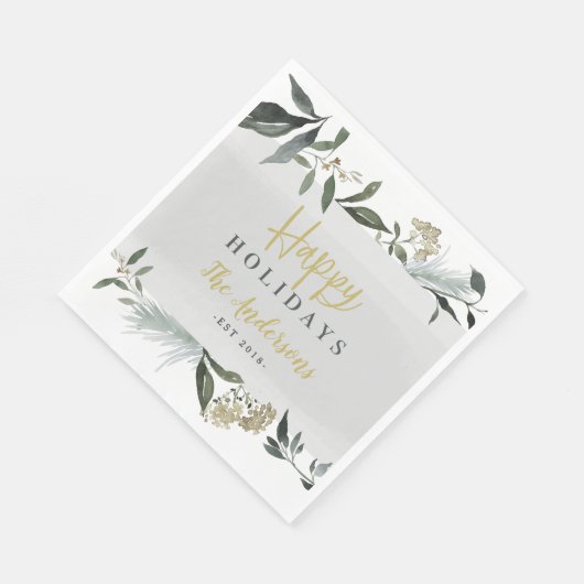 Frohes Urlaubserlebnis Aquarell Weihnachten Serviette (Ecke)