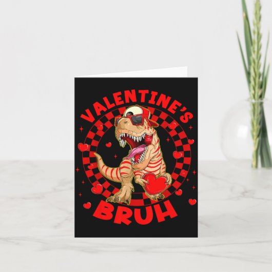 Frohes Valentins-Bruh Lustiger Dinosaurier Valenti Karte (Vorderseite)