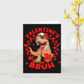 Frohes Valentins-Bruh Lustiger Dinosaurier Valenti Karte (Gelbe Blume)