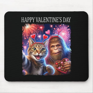 Frohes Valentinsfest 2026 Niedliche Katze Bigfoot Mousepad