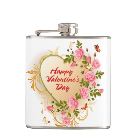 Frohes Valentinstag 2 Wrapped Flask Flachmann (Vorderseite)