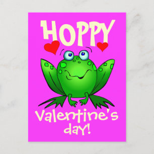 Frohes Valentinstag Cartoon-Frosch-Postkarte Feiertagspostkarte