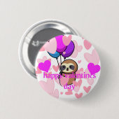 Frohes Valentinstag Faultier Button (Vorne & Hinten)