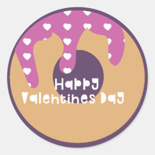 Frohes Valentinstag Frosted Heart Donut Runder Aufkleber