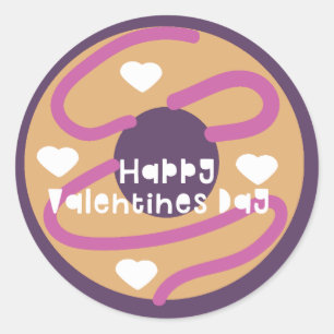 Frohes Valentinstag Frosted Swirl Herz Donut Runder Aufkleber