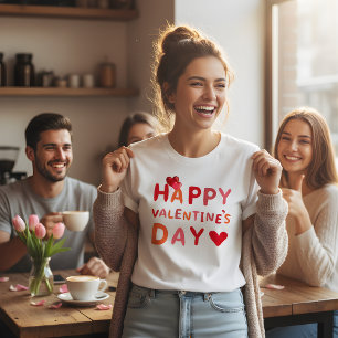 Frohes Valentinstag Fuzzy Text & Herzballons  T-Shirt