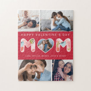 Frohes Valentinstag Mama, Foto Collage & Florals Puzzle