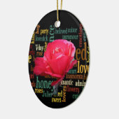 Frohes Valentinstag mit eleganten Rote Rosen Keramikornament (Links)