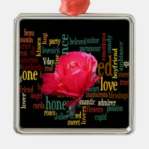 Frohes Valentinstag mit eleganten Rote Rosen Ornament Aus Metall