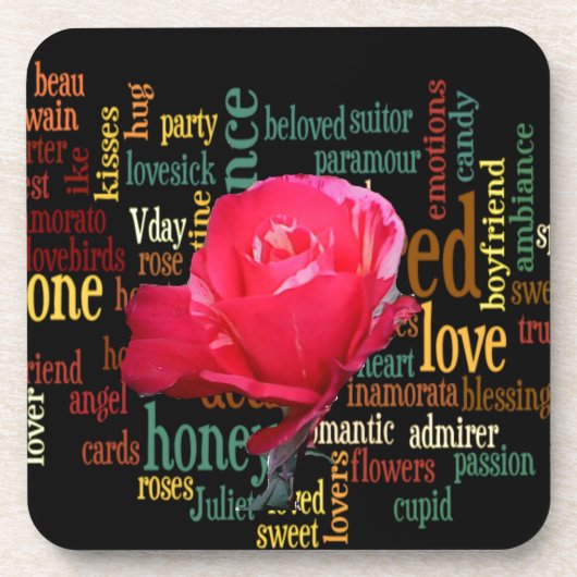 Frohes Valentinstag mit eleganten Rote Rosen Untersetzer (Vorderseite)