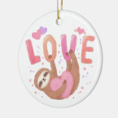 Frohes Valentinstag mit Faultier Keramik Ornament (Links)