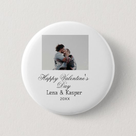 Frohes Valentinstag-Paar-Foto modern einfach Button (Vorderseite)