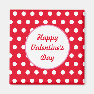 Frohes Valentinstag Quadratischer Magnet (Rot & We