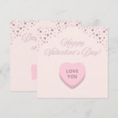Frohes Valentinstag Rosa Herz flache Karte (Vorne/Hinten)