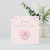 Frohes Valentinstag Rosa Herz flache Karte (Stehend Vorderseite)