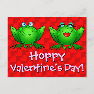 Frohes Valentinstag Rote Herzen Frösche Postkarte