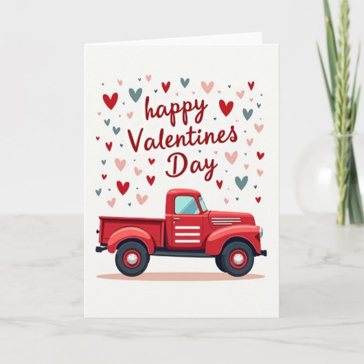 Frohes Valentinstag Roter LKW Karte (Vorderseite)