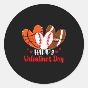 Frohes Valentinstag Shirt Jungen Basketball Baseba Runder Aufkleber