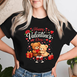 Frohes Valentinstag T-Shirt Süßes Bärenpaar