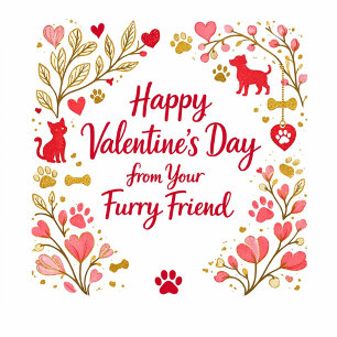 Frohes Valentinstag von Ihrem pelzigen Freund Feiertagspostkarte