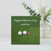 Frohes Valentinstag zum Golfer mit Golfball (Stehend Vorderseite)