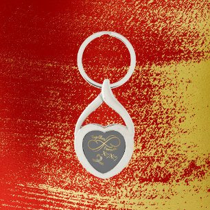 Frohes Valentinstag zusammen Forever Gold/Gray Schlüsselanhänger