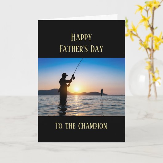 Frohes Vatertag Fischen Fischfang Karte (Gelbe Blume)