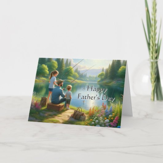 Frohes Vatertag gegangen Fischen Karte (Vorderseite)