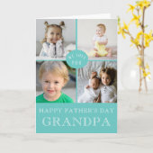Frohes Vatertag Opa Aqua FotoCollage Karte (Gelbe Blume)