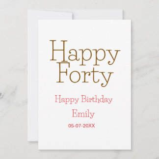 frohes vierzigstes Geburtstag Name gold rot fett B Einladung