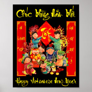 Frohes vietnamesisches Neujahr Chuc Mung Nam Moi T Poster