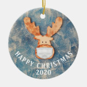 Frohes Weihnachten 2020 Funny Deer with Face Mask Keramik Ornament (Vorne)