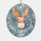 Frohes Weihnachten 2020 Funny Deer with Face Mask Keramik Ornament (Links)