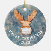Frohes Weihnachten 2020 Funny Deer with Face Mask Keramik Ornament (Hinten)