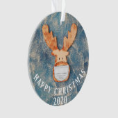 Frohes Weihnachten 2020 Funny Deer with Face Mask Ornament (Vorderseite)