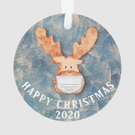 Frohes Weihnachten 2020 Funny Deer with Face Mask Ornament (Rückseite)