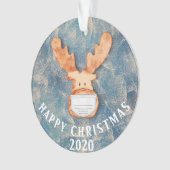 Frohes Weihnachten 2020 Funny Deer with Face Mask Ornament (Vorderseite)