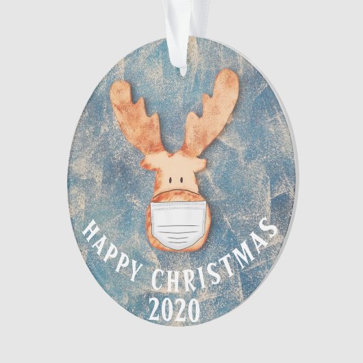 Frohes Weihnachten 2020 Funny Deer with Face Mask Ornament (Vorderseite)