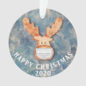 Frohes Weihnachten 2020 Funny Deer with Face Mask Ornament (Vorderseite)