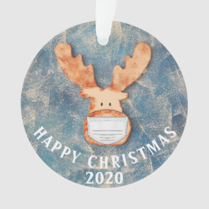Frohes Weihnachten 2020 Funny Deer with Face Mask Ornament