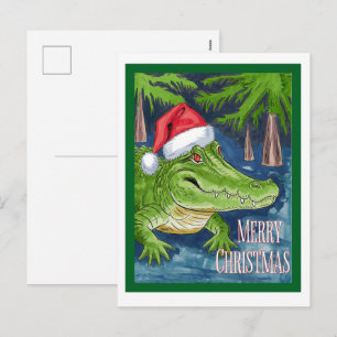 Frohes Weihnachten Alligator mit Santas Hut