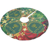 Frohes Weihnachten Hanukkah Erntedank MULTI Custom Polyester Weihnachtsbaumdecke (Schrägansicht)