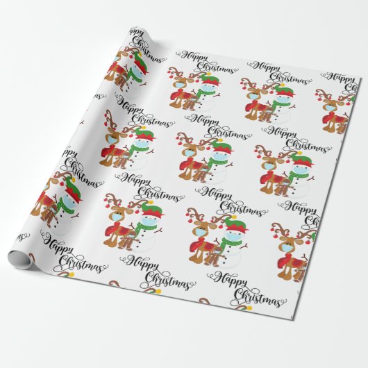 Frohes Weihnachten Rudolph 2020 Covid Snowman Geschenkpapier (Ungerollt)