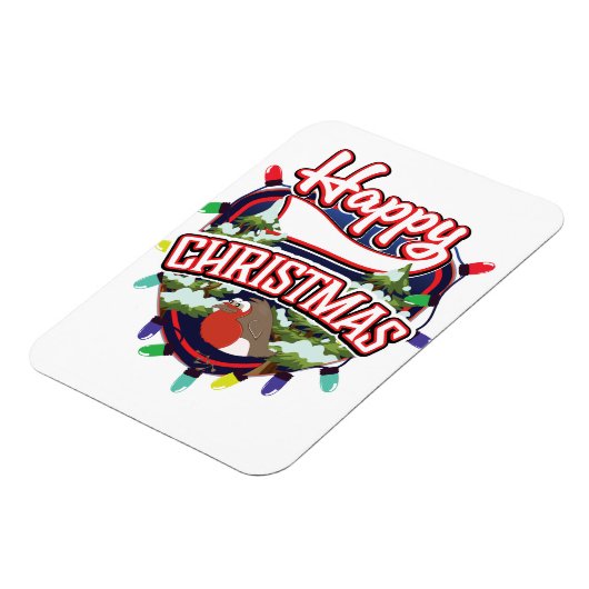 Frohes Weihnachts-Cartoon-Logo Magnet (Linke Seite)