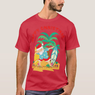 Frohes Weihnachts-Dabbing Santa Surf Board on Trop T-Shirt