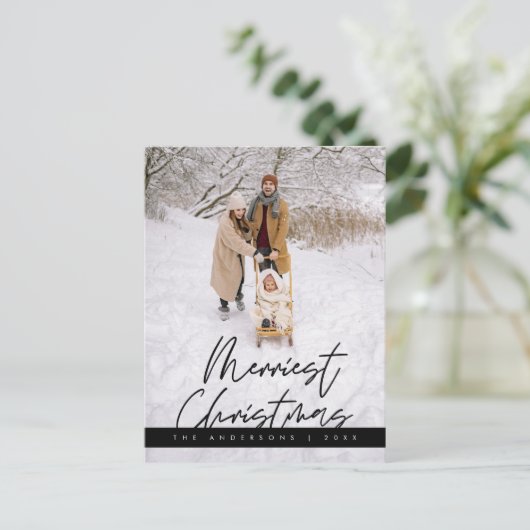 Frohes Weihnachts-Foto, gemütlicher Gruß Postkarte (Stehend Vorderseite)