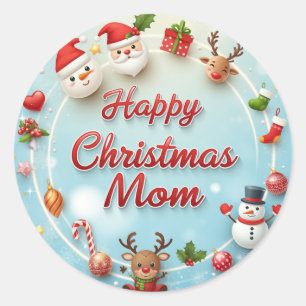 Frohes Weihnachts-Mama Runder Aufkleber