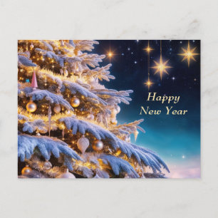 Frohes Weihnachtsbaum mit Ornamenten Feiertagspostkarte